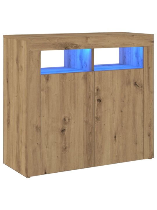 Kumode ar led lampiņām koka krāsa 80x35x75 cm inženierijas koks