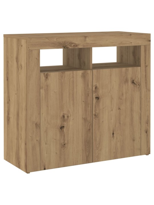 Kumode ar led lampiņām koka krāsa 80x35x75 cm inženierijas koks