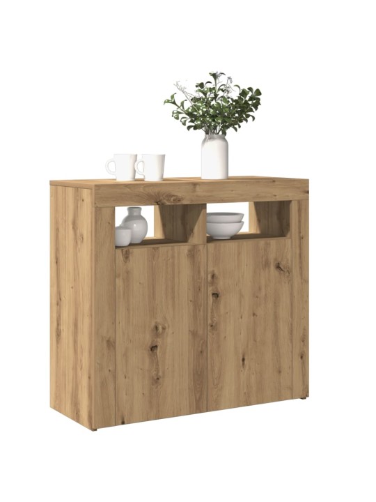 Kumode ar led lampiņām koka krāsa 80x35x75 cm inženierijas koks