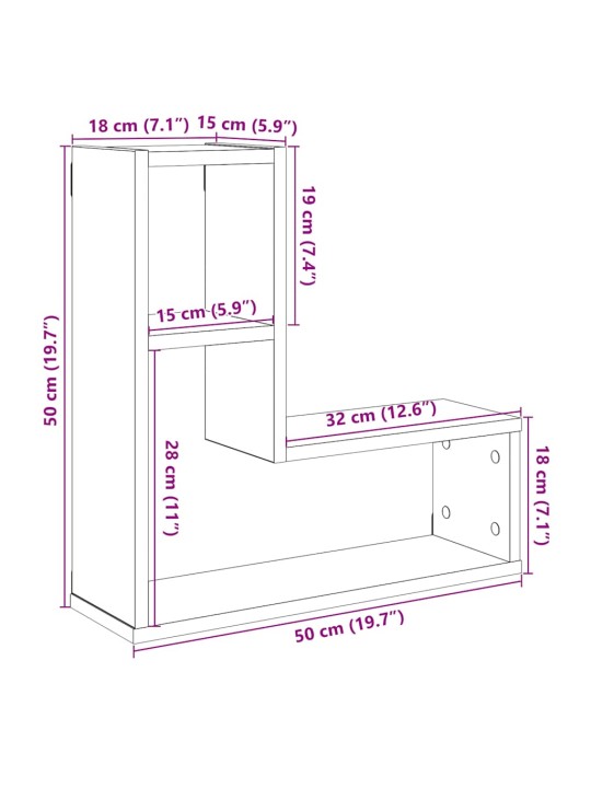 Sienas kubu plaukti 2 gab amatnieka ozols 50x15x50 cm