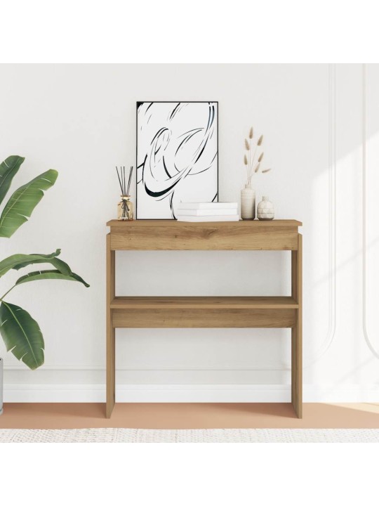 Konsoles galdiņš, koka krāsa, 80x30x80 cm, inženierijas koks