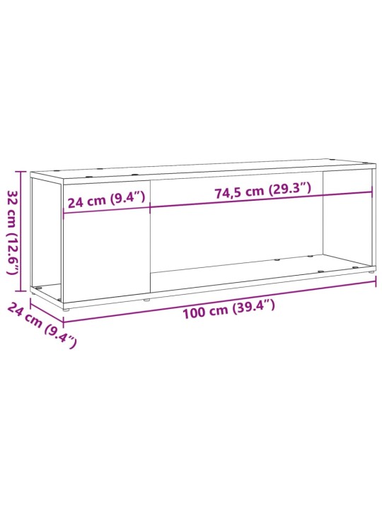 Tv plaukts, koka krāsa, 100x24x32 cm, inženierijas koks