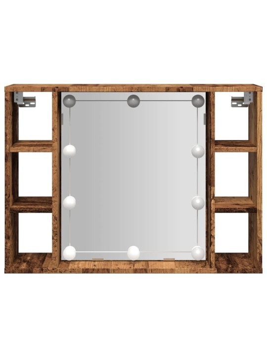 Spoguļskapītis ar led veca koka 76x15x55 cm inženierijas koks