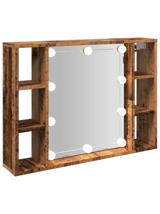 Spoguļskapītis ar led veca koka 76x15x55 cm inženierijas koks