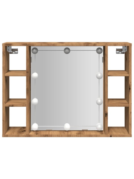 Spoguļskapītis ar LED koka krāsa 76x15x55 cm inženierijas koks