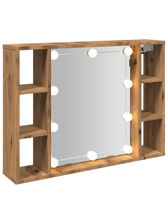 Spoguļskapītis ar LED koka krāsa 76x15x55 cm inženierijas koks