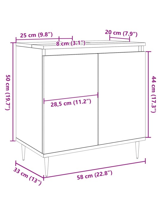 Vannasistabas skapītis koka krāsa 58x33x60 cm inženierijas koks