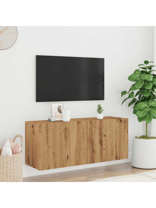 Tv sienas skapītis, koka krāsā, 100x30x41 cm