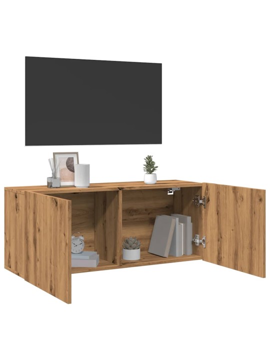 Tv sienas skapītis, koka krāsā, 100x30x41 cm