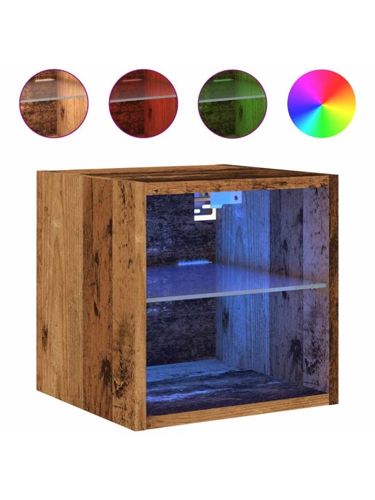 Tv galdiņš ar led lampiņām, veca koka, 30x28,5x30 cm