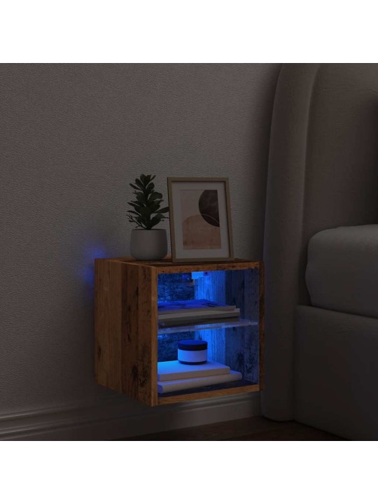 Tv galdiņš ar led lampiņām, veca koka, 30x28,5x30 cm