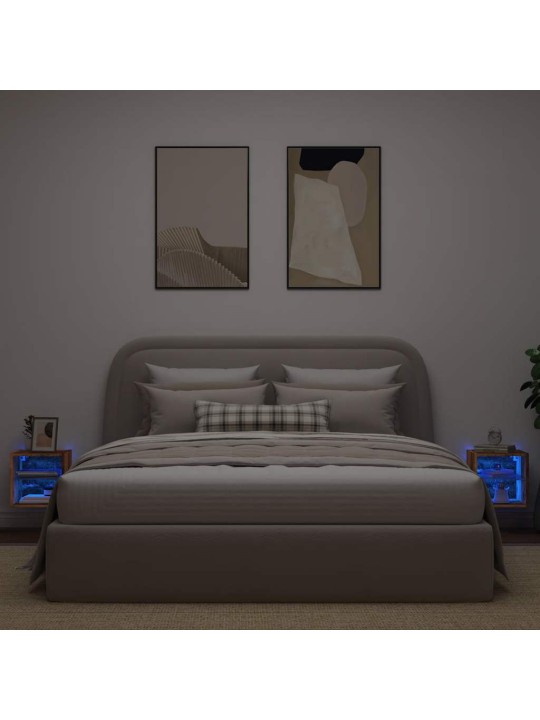 Tv sienas skapji ar led gaismām 2 gab vecs koks 30x28,5x30 cm