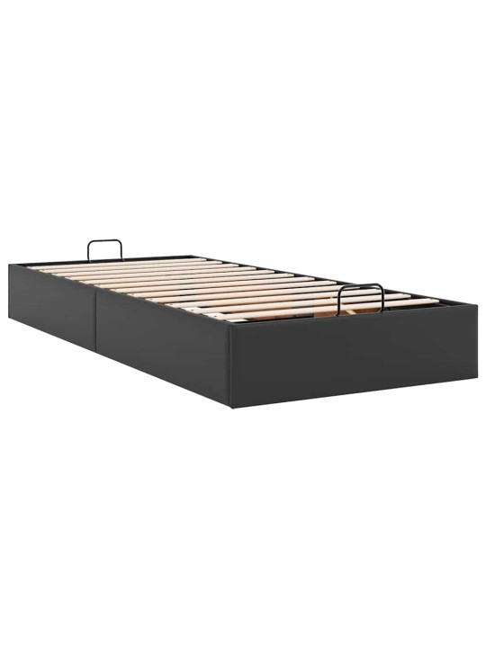 Osmaņu gultas rāmis bez matrača melns 90x200 cm mākslīgā āda