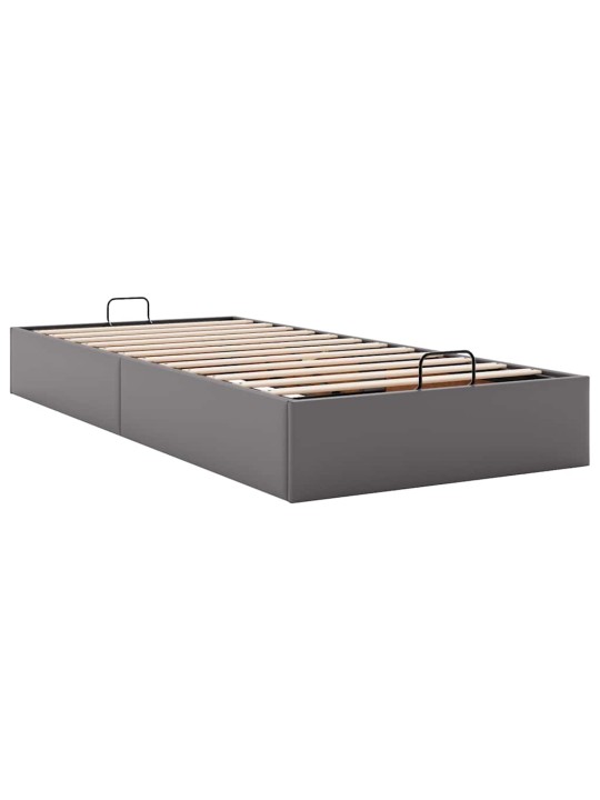 Osmaņu gultas rāmis bez matrača pelēks 90x200 cm mākslīgā āda