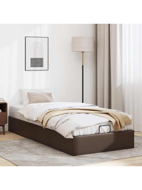 Osmaņu gultas rāmis bez matrača brūna 100x200 cm mākslīgā āda