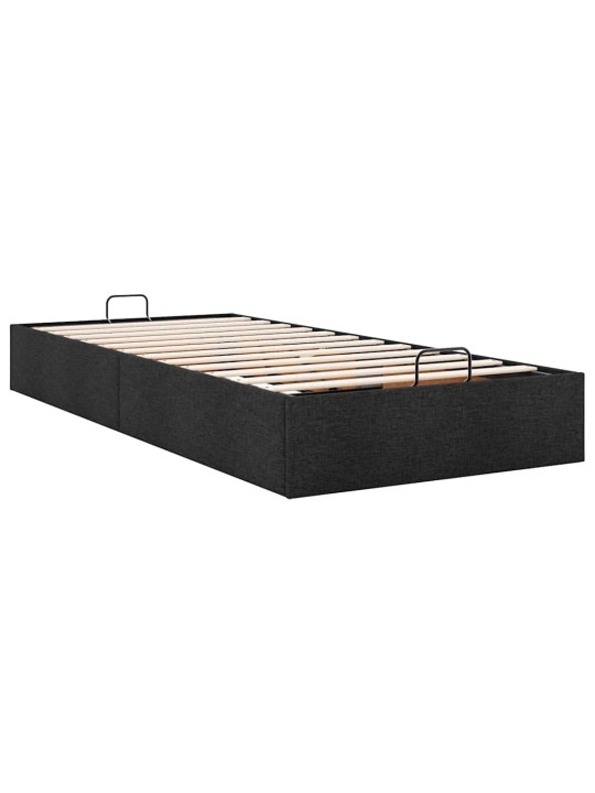 Osmaņu gultas rāmis bez matrača melns 90x200 cm audums