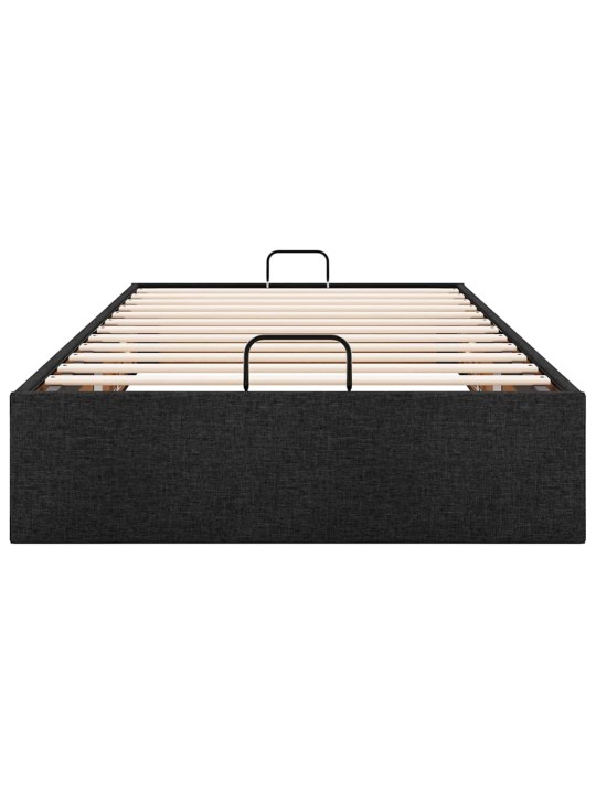 Osmaņu gultas rāmis bez matrača melns 90x200 cm audums