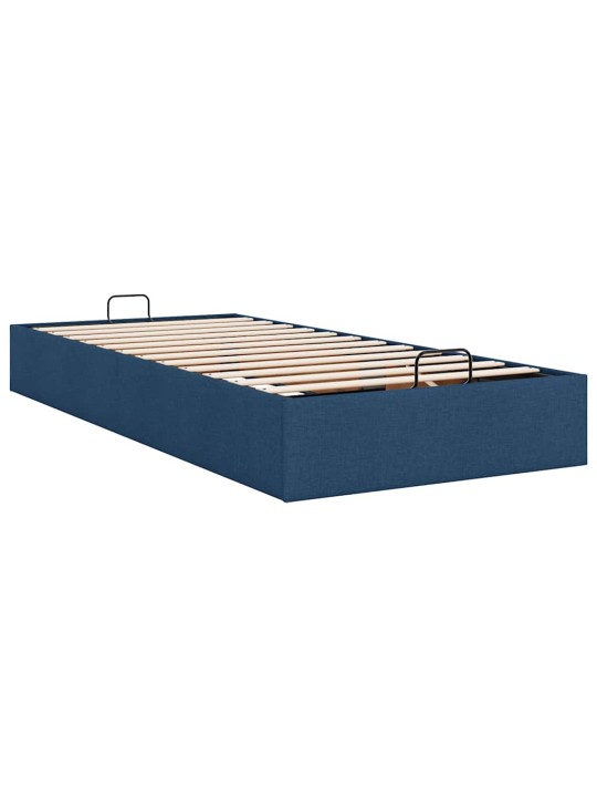 Osmaņu gultas rāmis bez matrača zils 100x200 cm audums