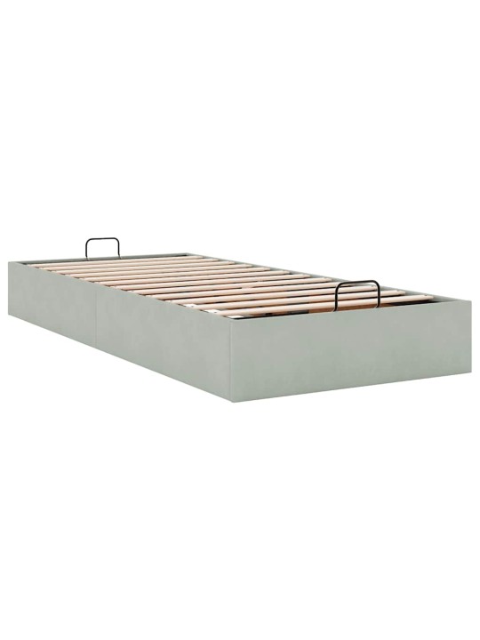 Osmaņu gultas rāmis bez matrača gaiši pelēks 80x200 cm samts