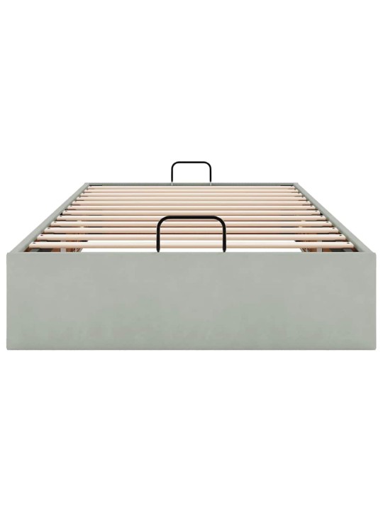 Osmaņu gultas rāmis bez matrača gaiši pelēks 80x200 cm samts