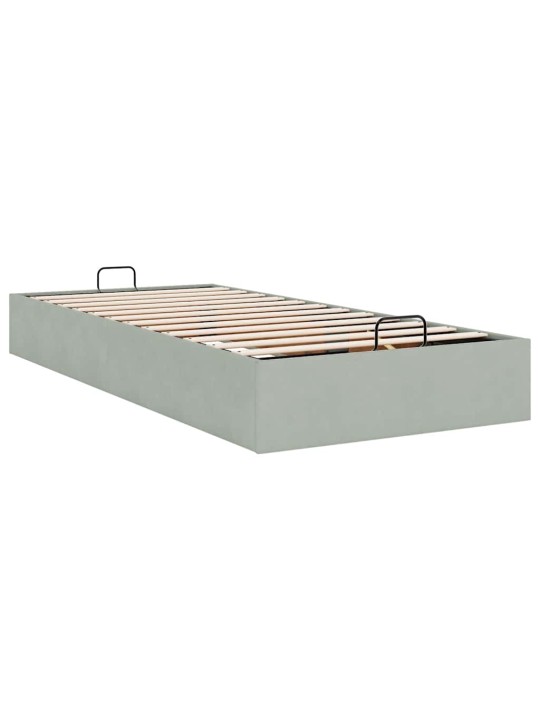 Osmaņu gultas rāmis bez matrača gaiši pelēks 80x200 cm samts