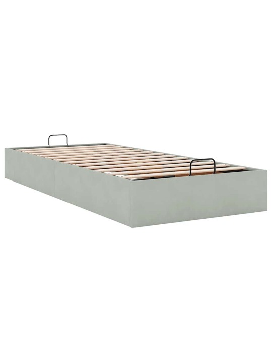 Osmaņu gultas rāmis bez matrača gaiši pelēks 90x200 cm samts