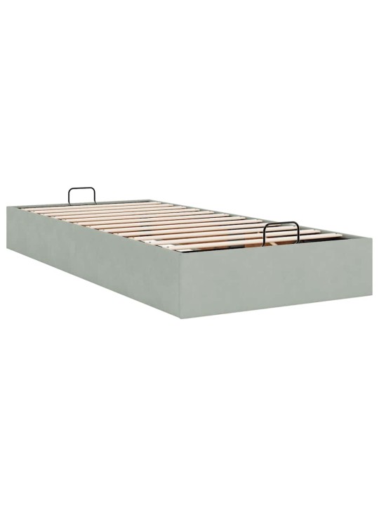 Osmaņu gultas rāmis bez matrača gaiši pelēks 90x200 cm samts