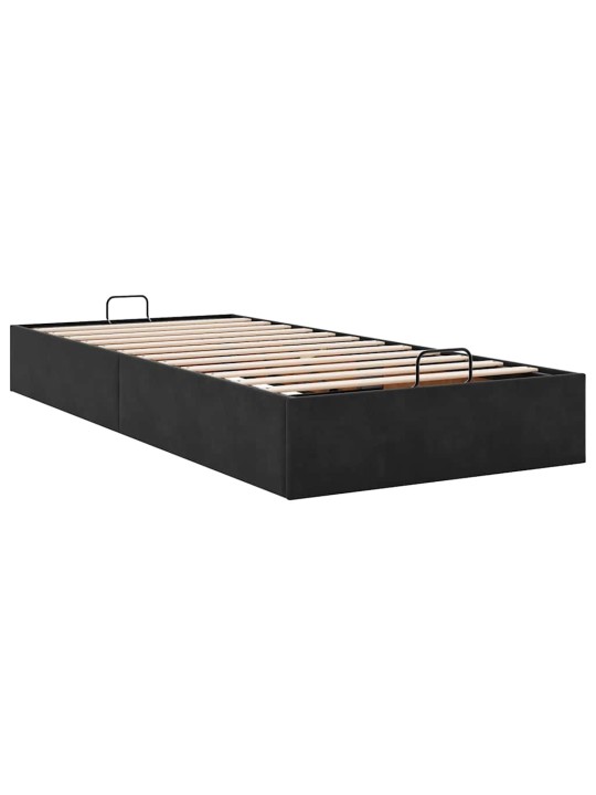 Osmaņu gultas rāmis bez matrača melns 90x200 cm samts