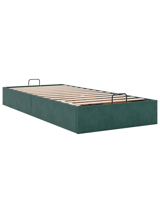 Osmaņu gultas rāmis bez matrača tumši zaļš 90x200 cm samts