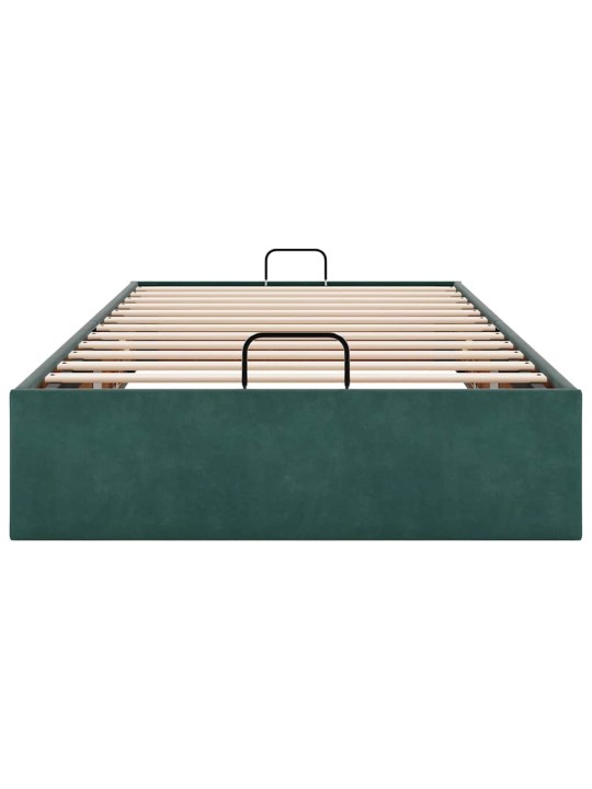 Osmaņu gultas rāmis bez matrača tumši zaļš 90x200 cm samts