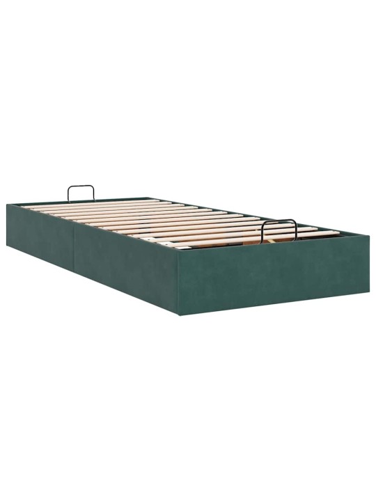 Osmaņu gultas rāmis bez matrača tumši zaļš 90x200 cm samts