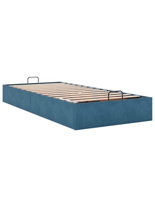 Osmaņu gultas rāmis bez matrača tumši zils 90x200 cm samts