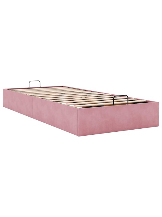 Osmaņu gultas rāmis bez matrača rozā 90x200 cm samts