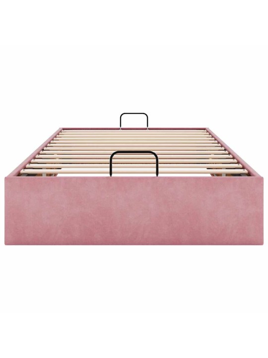 Osmaņu gultas rāmis bez matrača rozā 90x200 cm samts