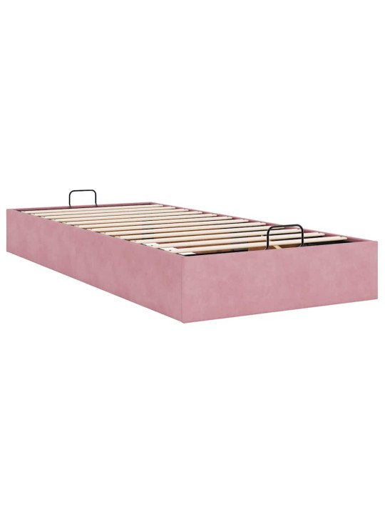 Osmaņu gultas rāmis bez matrača rozā 90x200 cm samts