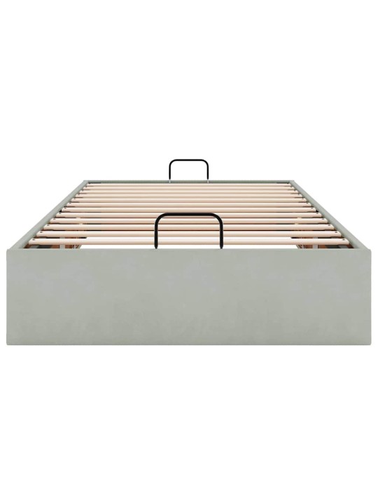 Osmaņu gultas rāmis bez matrača gaiši pelēks 100x200 cm samts