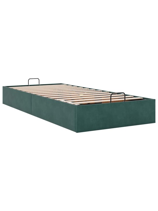 Osmaņu gultas rāmis bez matrača tumši zaļš 100x200 cm samts