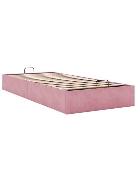 Osmaņu gultas rāmis bez matrača rozā 100x200 cm samts