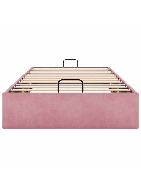 Osmaņu gultas rāmis bez matrača rozā 100x200 cm samts