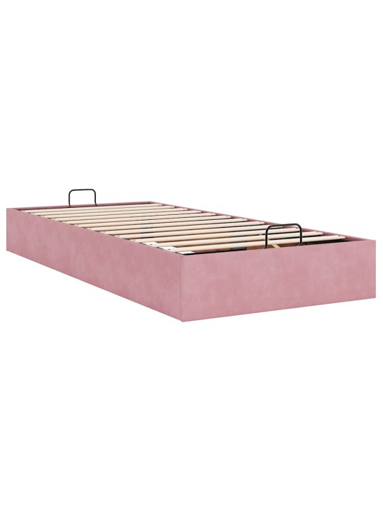 Osmaņu gultas rāmis bez matrača rozā 100x200 cm samts