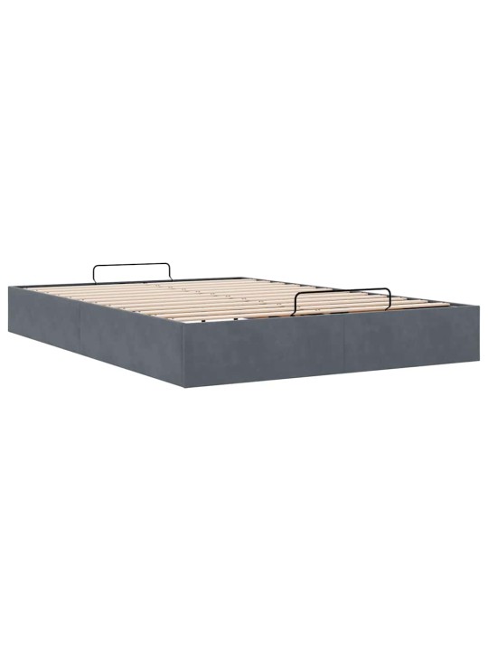 Osmaņu gultas rāmis bez matrača tumši pelēks 140x190 cm samts