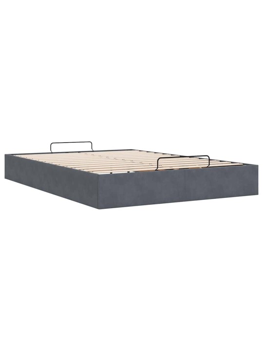 Osmaņu gultas rāmis bez matrača tumši pelēks 140x190 cm samts