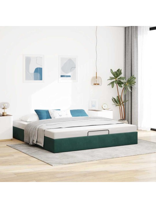 Osmaņu gultas rāmis bez matrača tumši zaļš 180x200 cm samts