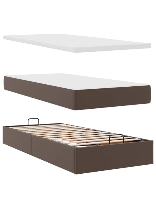 Osmaņu gultas rāmis ar matrača brūns 100x200cm mākslīgā āda