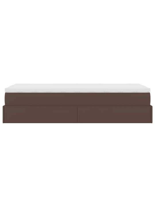 Osmaņu gultas rāmis ar matrača brūns 100x200cm mākslīgā āda