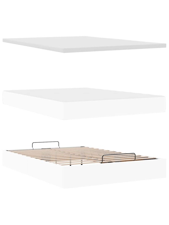 Osmaņu gultas rāmis ar matrača balta 140x200cm mākslīgā āda