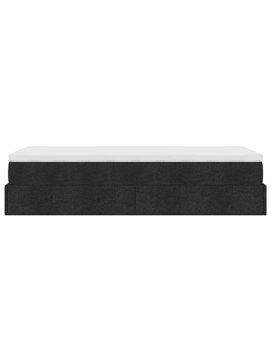 Osmaņu gultas rāmis ar matrača melns 90x200 cm audums