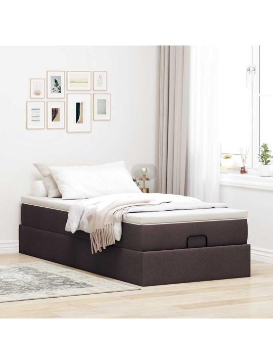 Osmaņu gultas rāmis ar matrača tumši brūns 90x200 cm audums