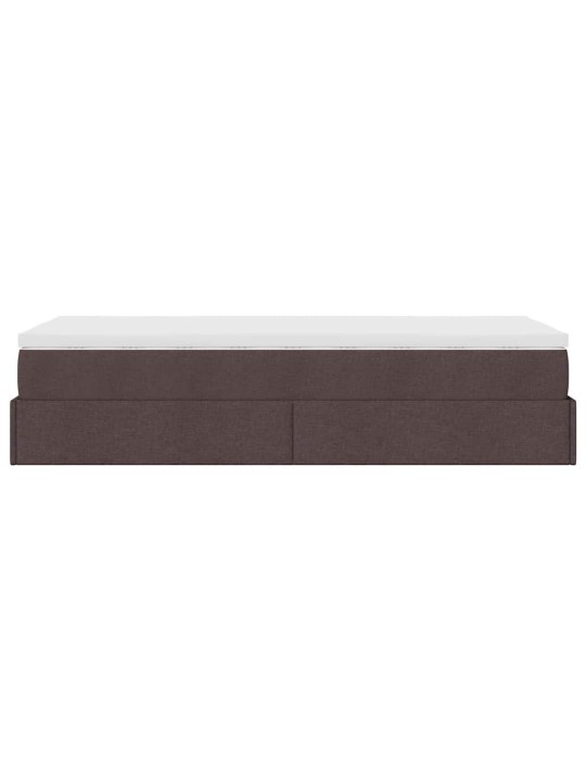 Osmaņu gultas rāmis ar matrača tumši brūns 90x200 cm audums