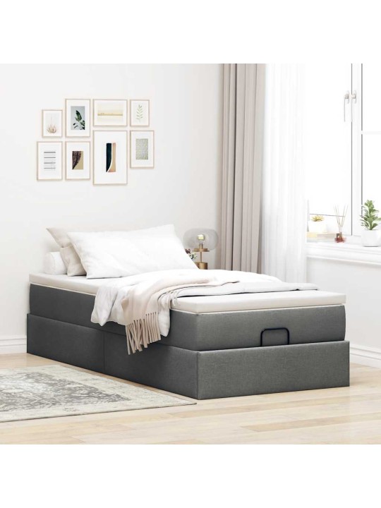 Osmaņu gultas rāmis ar matrača tumši pelēks 100x200 cm audums